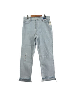 Old Navy Sky-Hi Straight Light Blue Denim frayed hem summer boho sz 14 NWT